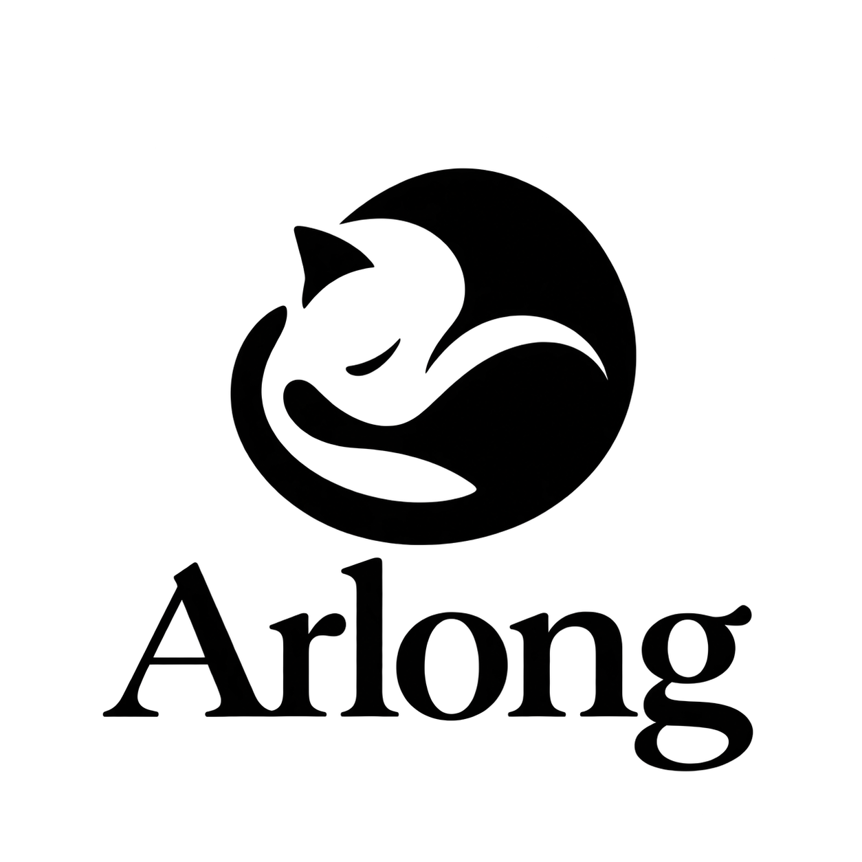 Arlong — a curled, resting cat above the wordmark