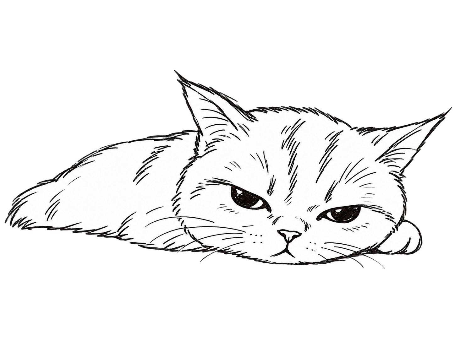 Arlong’s resting cat mascot, drawn in black ink